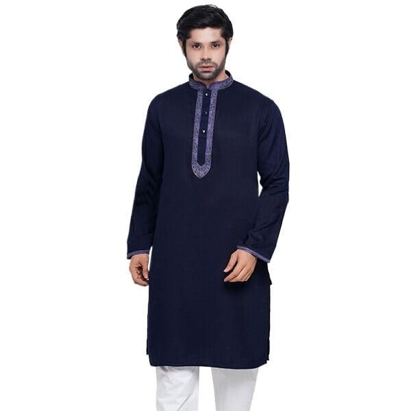 Soft Linen Fabric Blue Panjabi for Men | Premium Quality Comfortable Ethnic Kurta | Lightweight Breathable Summer Wear | Stylish Traditional Outfit for Eid, Wedding & Festive Occasions | Modern Fit Classic Design Panjabi for Smart & Elegant Look thumbnail