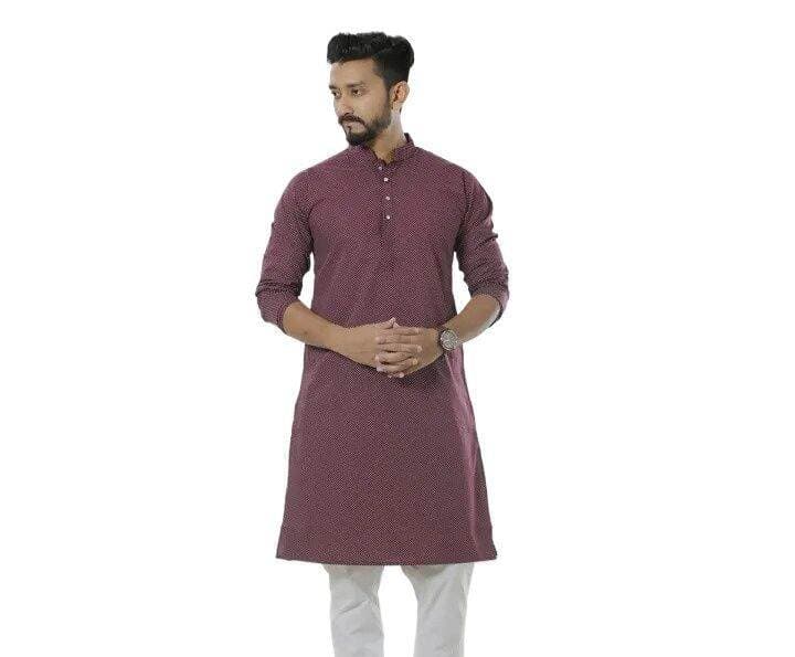 Rosy Brown Cotton Panjabi For Men