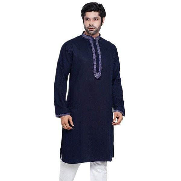 Soft Linen Fabric Blue Panjabi for Men | Premium Quality Comfortable Ethnic Kurta | Lightweight Breathable Summer Wear | Stylish Traditional Outfit for Eid, Wedding & Festive Occasions | Modern Fit Classic Design Panjabi for Smart & Elegant Look thumbnail