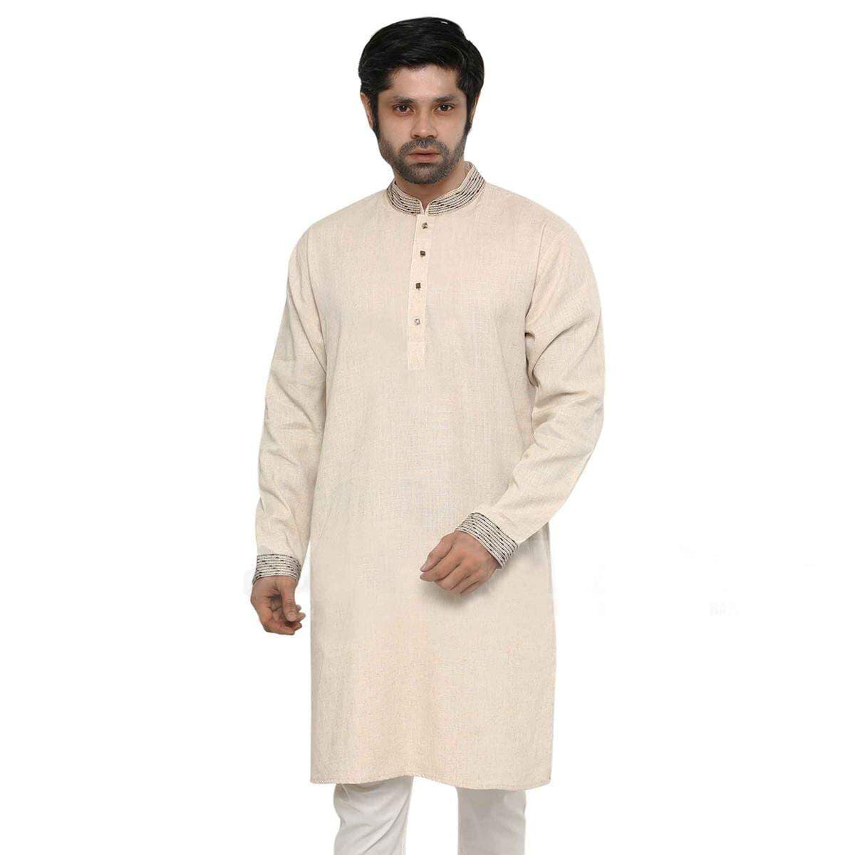 Khadi Panjabi For Men New Collection 2024 | Indian panjabi or men off white thumbnail