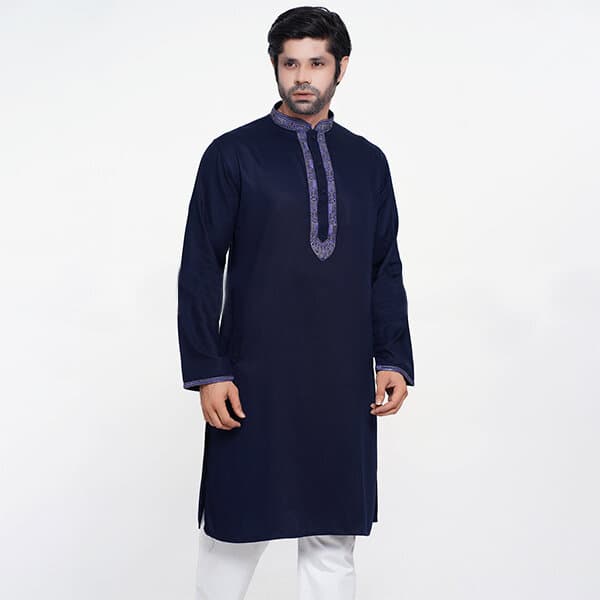 Navy blue panjabi for men new collection 2026 stylist | Soft cotton panjabi for men new collection thumbnail