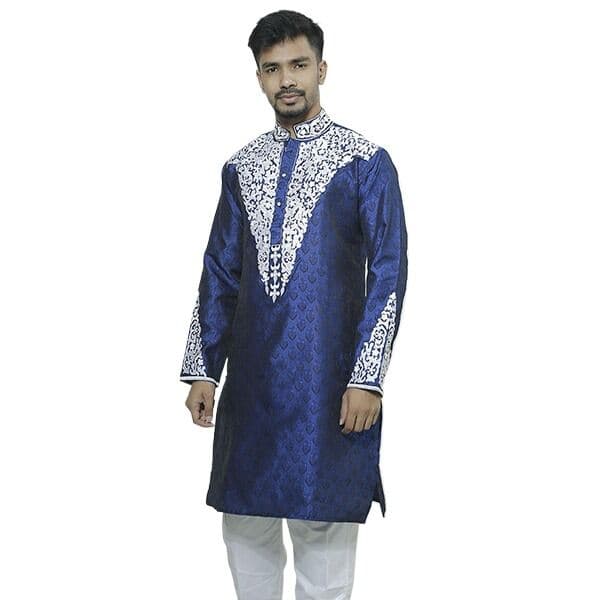 Indian katan panjabi for men new collection 2024 stylish | Indian wedding panjabi for men blue color