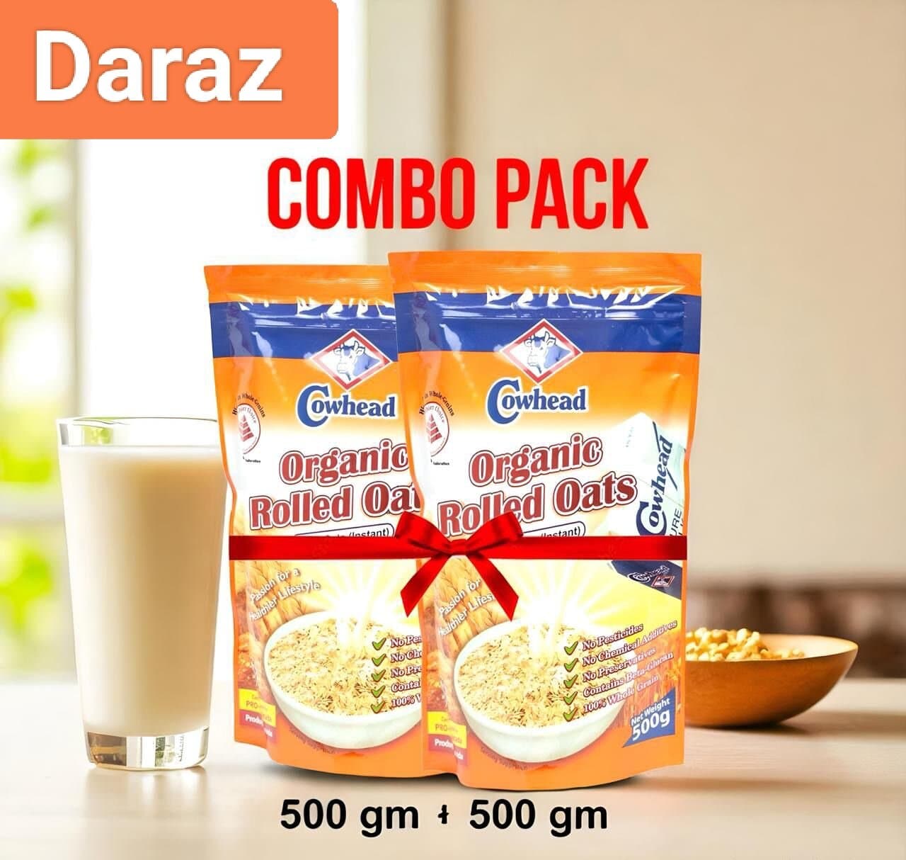 Cowhead Organic Baby Rolled Oats - 500gm + 500gm