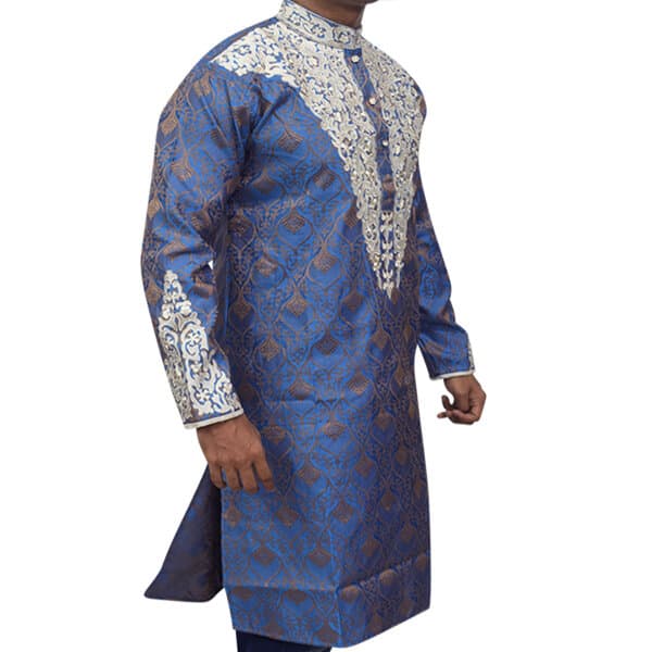 Blue katan panjabi for men | High quality panjabi for men stylish | Indian panjabi for men new collection 2024 | Wedding panjabi - Party dress for men thumbnail