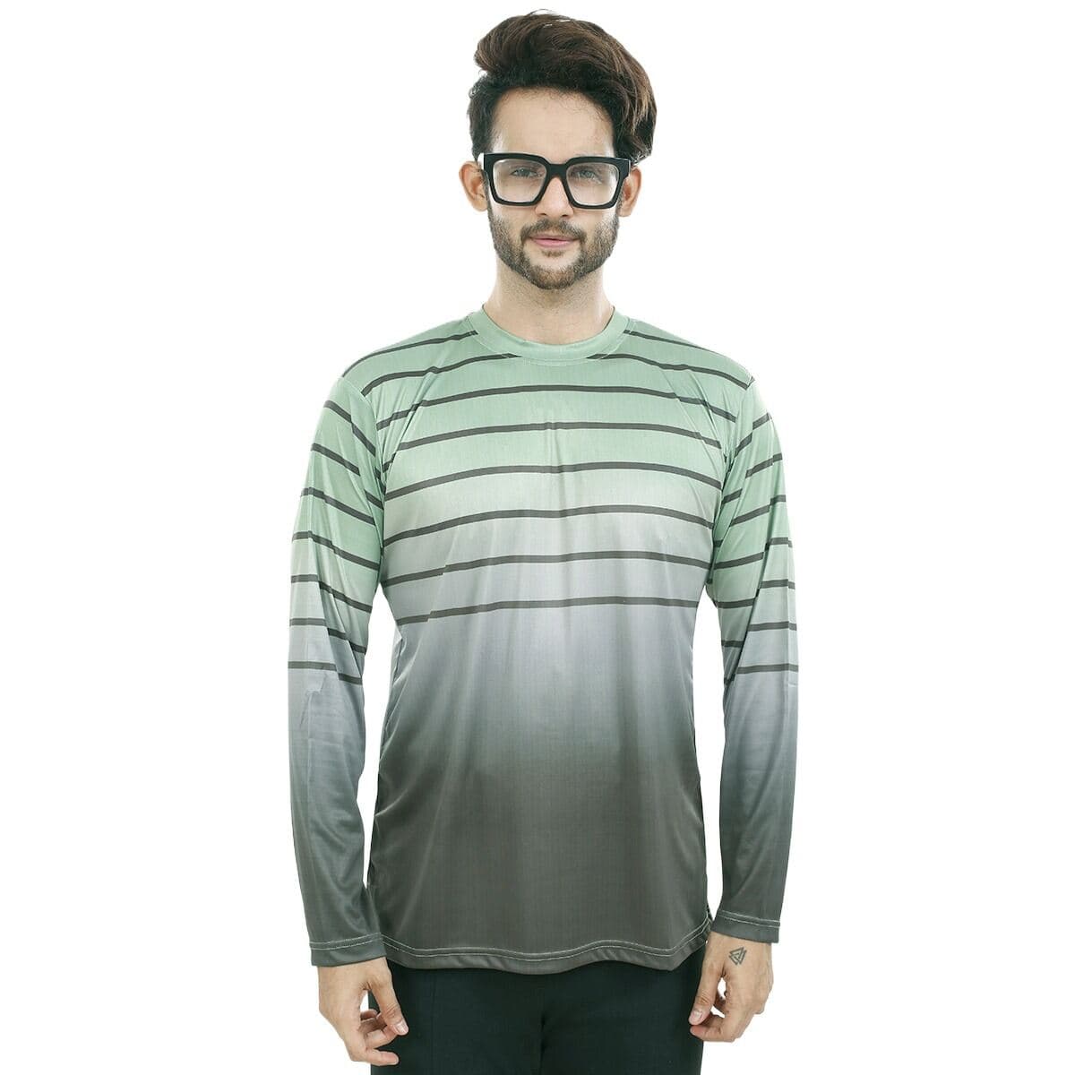 Olive and black tshirt for men new collection 2024 | Full sleeve tshirt for men | Stripe tshirt collection 2024 thumbnail