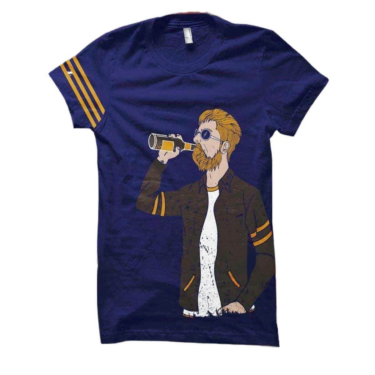 Blue tshirt for men new collection 2025 | Soft Cotton tshirt for men blue | Export quality tshirt printed | Low price tshirt collection for men thumbnail