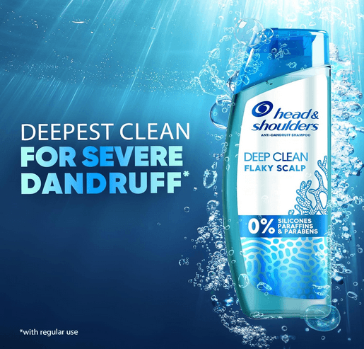 Head & Shoulders Deep Clean For SEVERE Flaky Scalp, Anti-Dandruff Shampoo, Free of Silicones, Parabens and Paraffins, 400 ml-France
