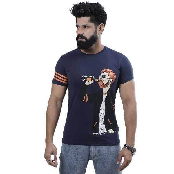Blue tshirt for men new collection 2025 | Soft Cotton tshirt for men blue | Export quality tshirt printed | Low price tshirt collection for men