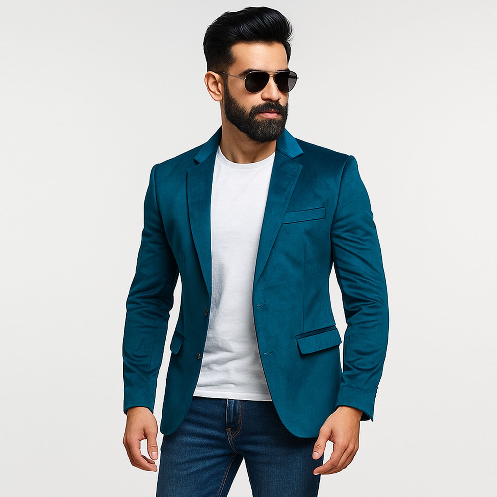 Stylish Petrol Blue Blazer for Men | Casual & Formal Slim Fit Blazer | Trendy Menâs Fashion Coat | Premium Quality Party Wear Blazer | Comfortable Lightweight Jacket for Men | Best Blazer for Office, Wedding & Events