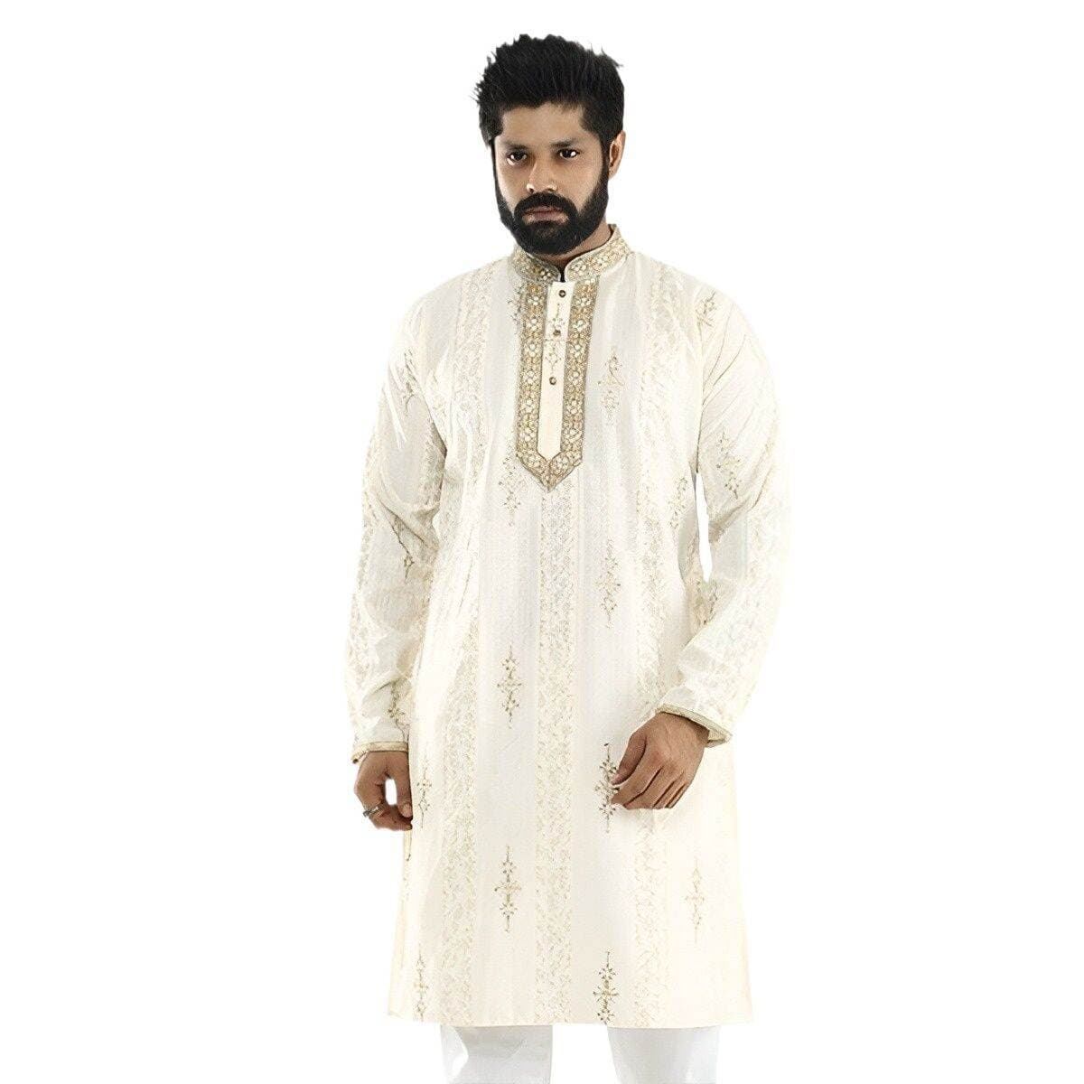 Premium Indian Embroidery Style Golden Panjabi for Men â Elegant Festive Wear, Luxurious Golden Fabric, Traditional Indian Design, Comfortable Fit, Perfect for Weddings, Parties & Cultural Events â Stylish Menâs Ethnic Outfit thumbnail