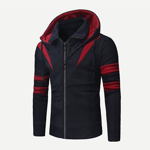 Premium double part hoodie for men black and red | High quality hoodie for men new collection 2025 | Black hoodie jacket for men