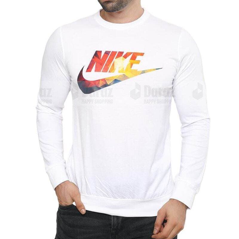 Full sleeve tshirt for men new collection 2024 | White tshirt for men cotton full sleeve | Printed winter tshirt collection high quality white color thumbnail