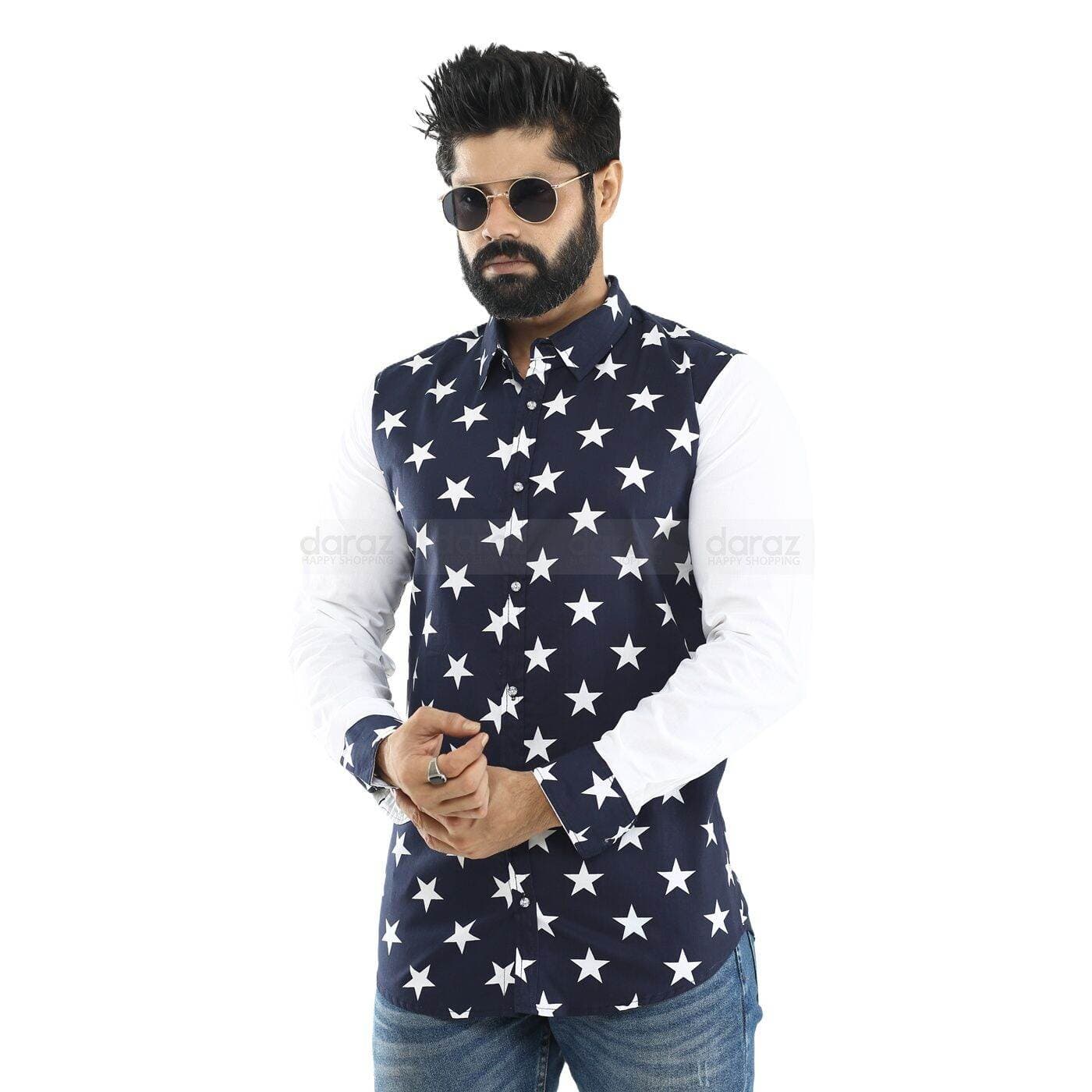 Shirt for men blue and white | Blue shirt for men 2024 stylish | Printed full sleeve shirt for men