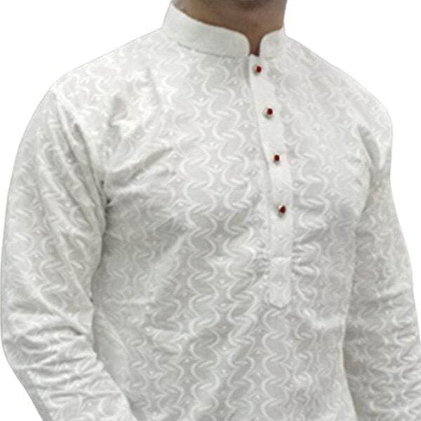White panjabi for men high quality | White indian panjabi for men low price | Indian chicken fabrics panjabi for men new collection 2026 thumbnail
