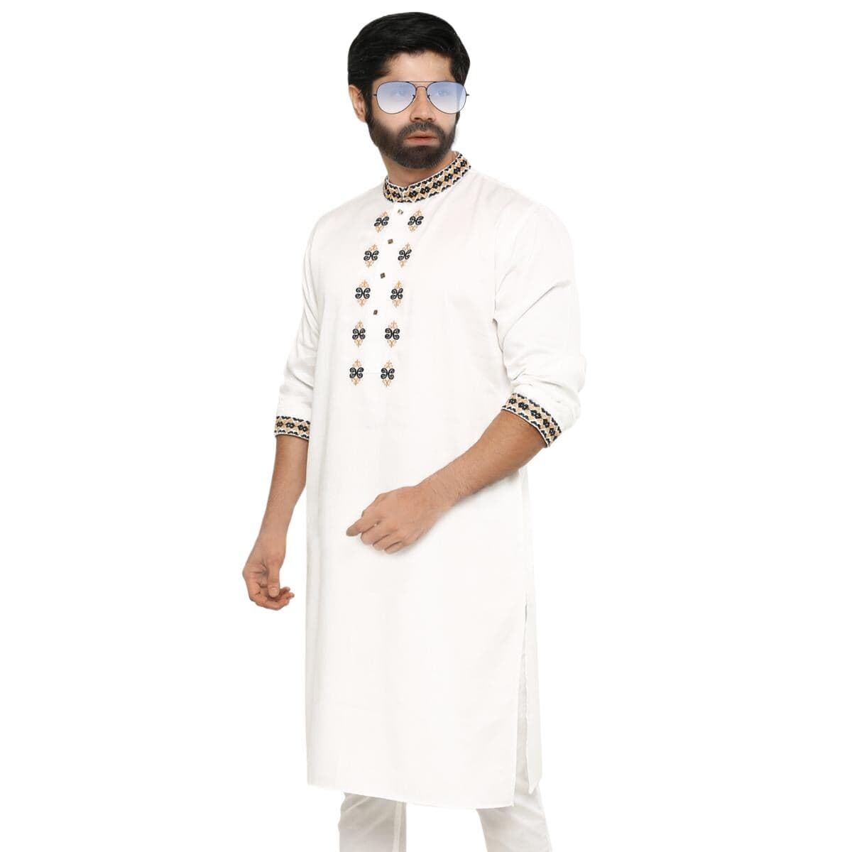 White cotton panjabi for men stylish 2026 eid | White panjabi for men low price | Mens panjabi high quality thumbnail