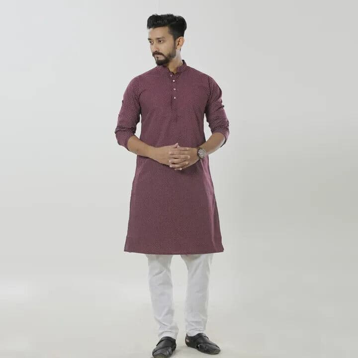Rosy Brown Cotton Panjabi For Men thumbnail