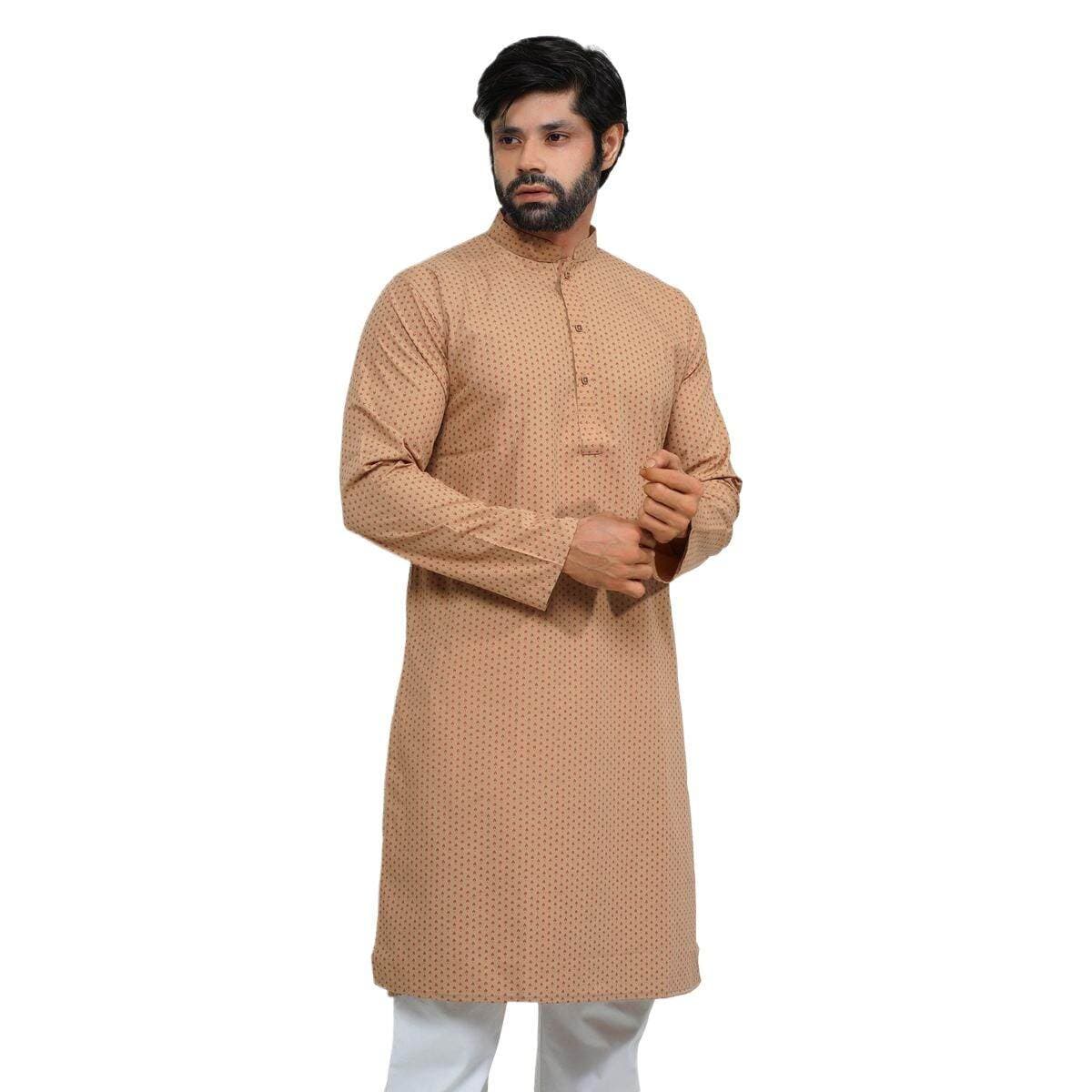 Printed panjabi for men new collection 2026 | Panjabi for men new collection 2026 stylist | Panjabi for men off white printed thumbnail