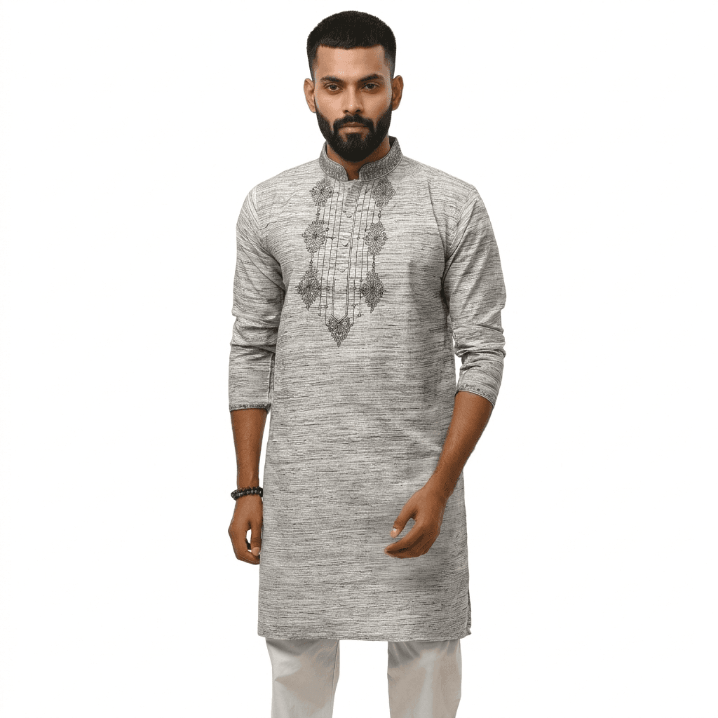 Soft Premium Cotton Panjabi for Men â Comfortable, Breathable & Lightweight Traditional Punjabi Kurta for Eid, Wedding & Festive Wear | Stylish Slim Fit Casual Ethnic Panjabi for Men | Soft Fabric Long Kurta for All-Day Comfort & Elegant Look thumbnail