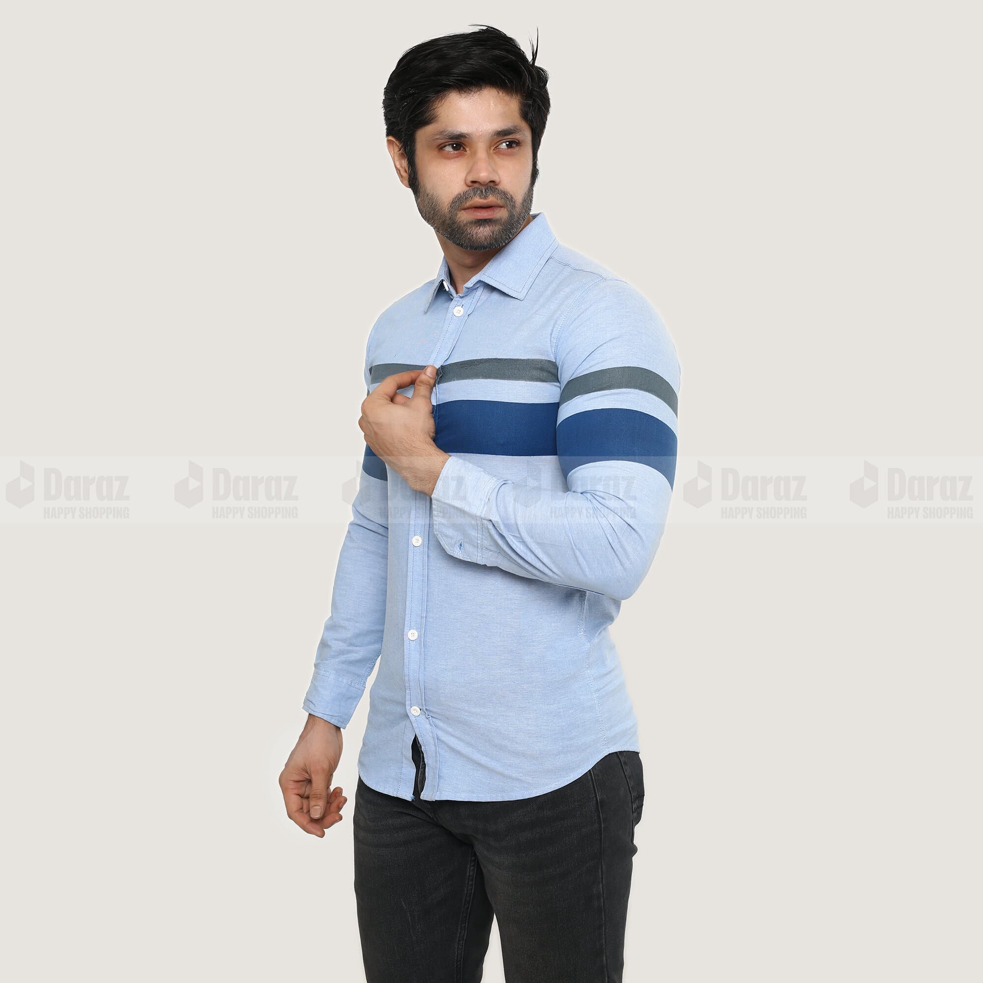 Sky blue shirt for men new 2024 brand stylish | Export quality shirt for men sky blue colour | Printed shirt for men blue colour thumbnail