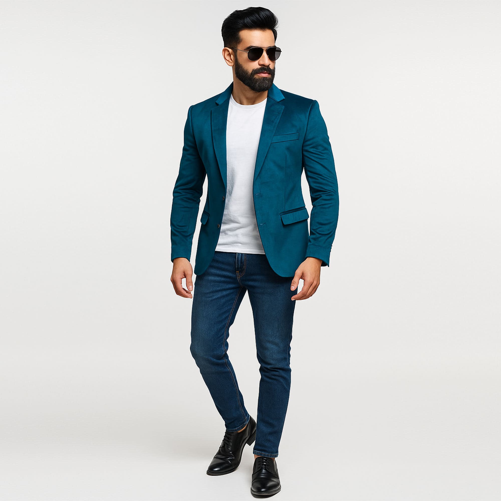 Stylish Petrol Blue Blazer for Men | Casual & Formal Slim Fit Blazer | Trendy Menâs Fashion Coat | Premium Quality Party Wear Blazer | Comfortable Lightweight Jacket for Men | Best Blazer for Office, Wedding & Events thumbnail