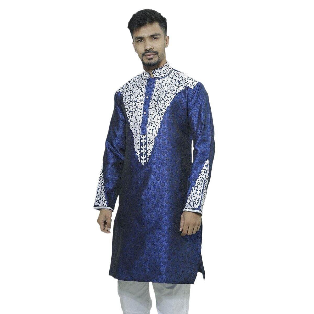 Blue katan panjabi for men | High quality panjabi for men stylish | Indian panjabi for men new collection 2024 | Wedding panjabi - Party dress for men