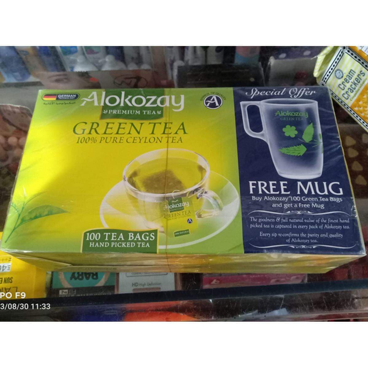 Alokozay Premium Green Tea 100 Tea Bags Free Mug Dubai