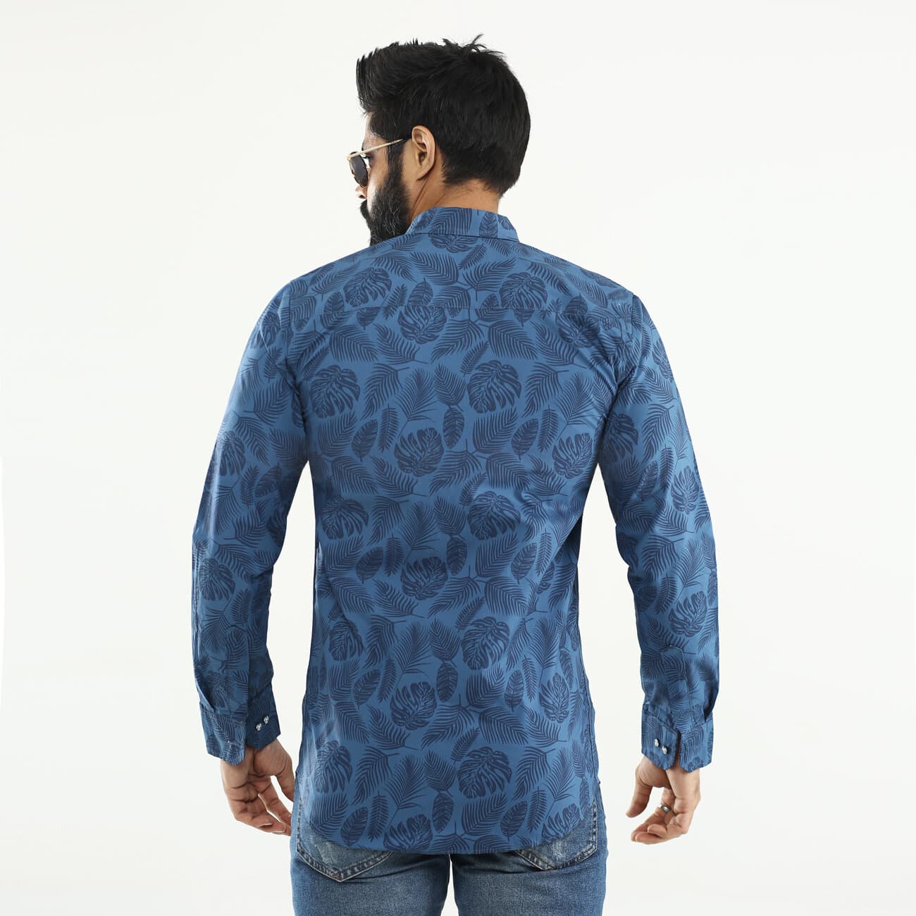Royal Blue Cotton Casual Long Sleeve Shirt For Men thumbnail