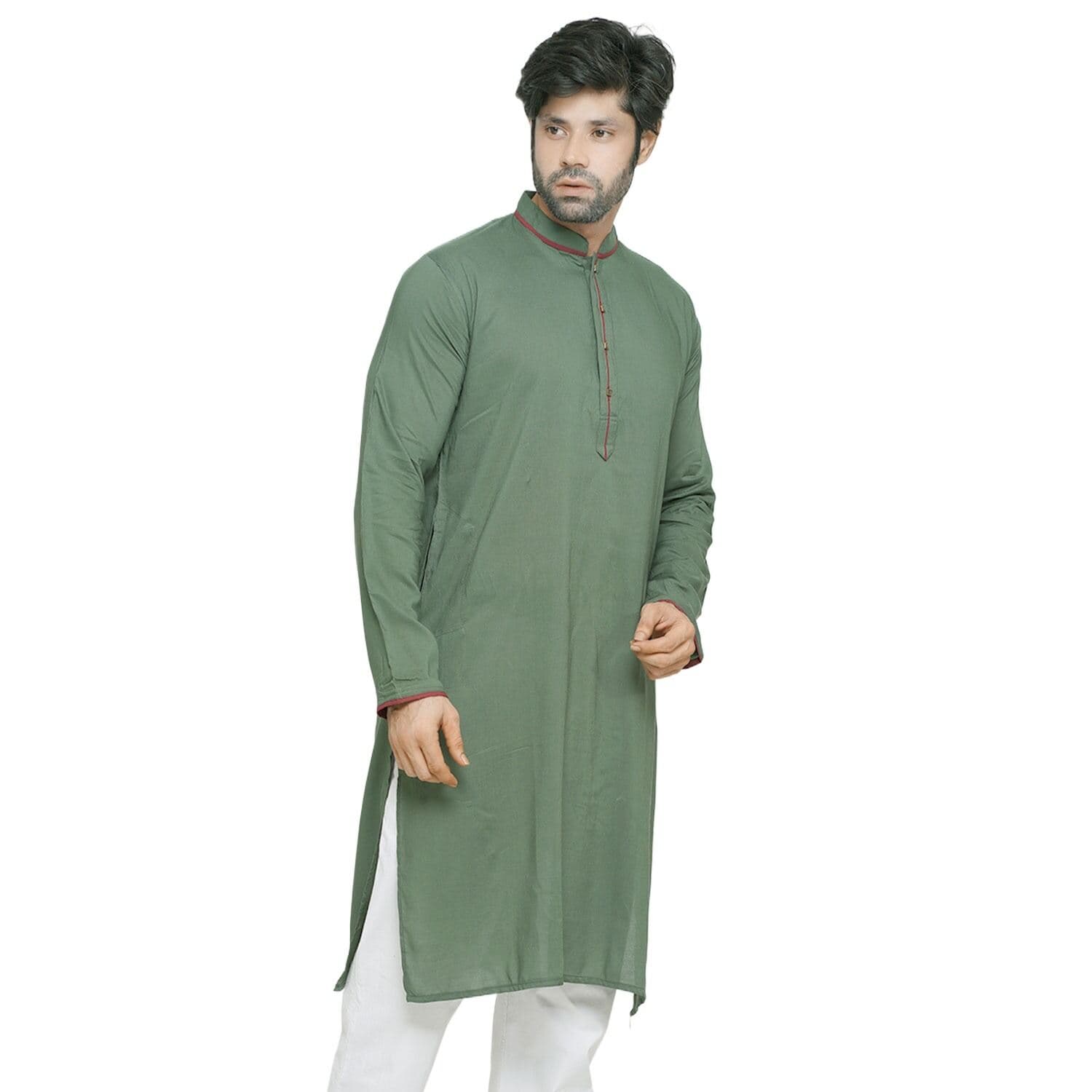 Olive color Panjabi for men | Low price panjabi for men new collection 2024 eid | Mens panjabi cotton thumbnail