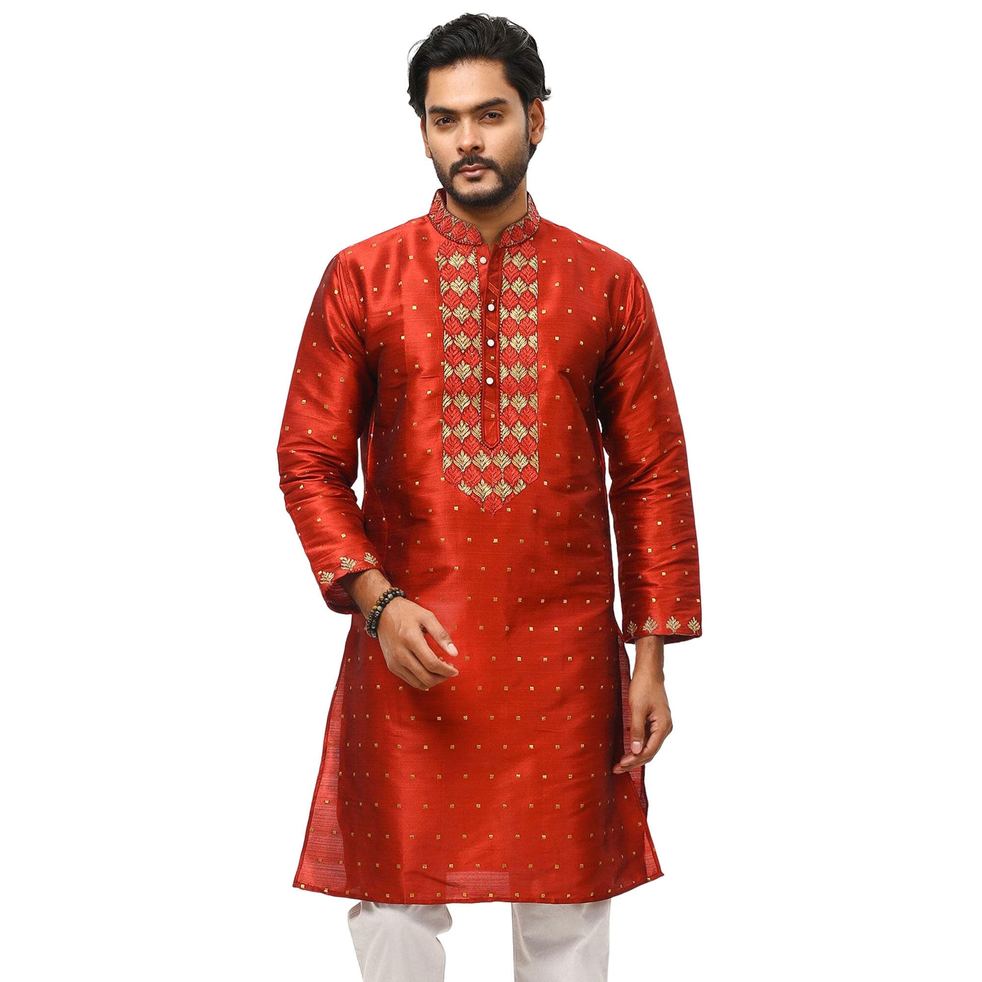 Premium Katan Silk Panjabi for Men â Elegant Traditional Menâs Ethnic Wear, Soft & Comfortable Katan Silk Fabric, Perfect for Weddings, Parties & Festive Occasions, Stylish Designer Panjabi for Men in Modern & Classic Pakistani & Bangladeshi Style thumbnail