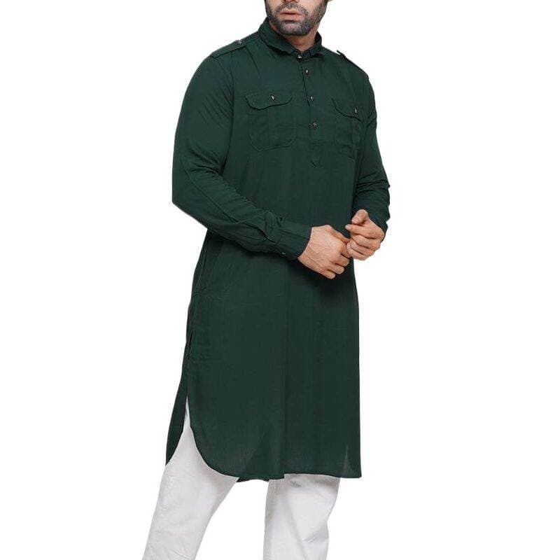 Deep green kabli panjabi for men | Kabli panjabi new collection fro men 2024 eid | Olive kabli panjabi for men brand thumbnail