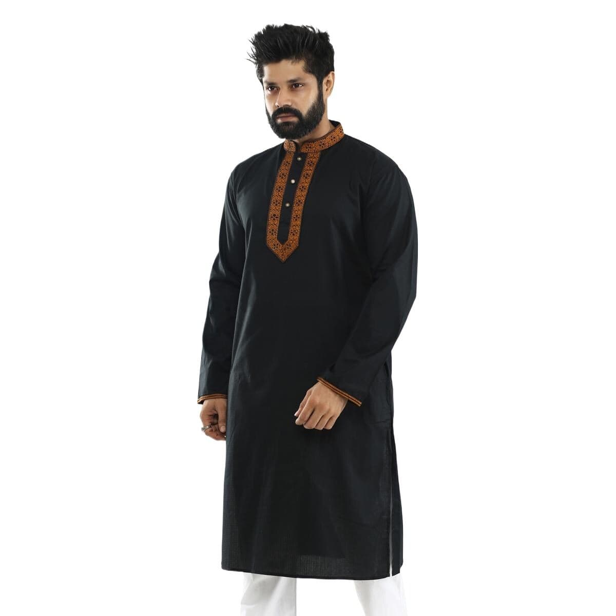 Full black panjabi for men new collection 2024 | Cotton panjabi for men black | Black embroidery style panjabi for men