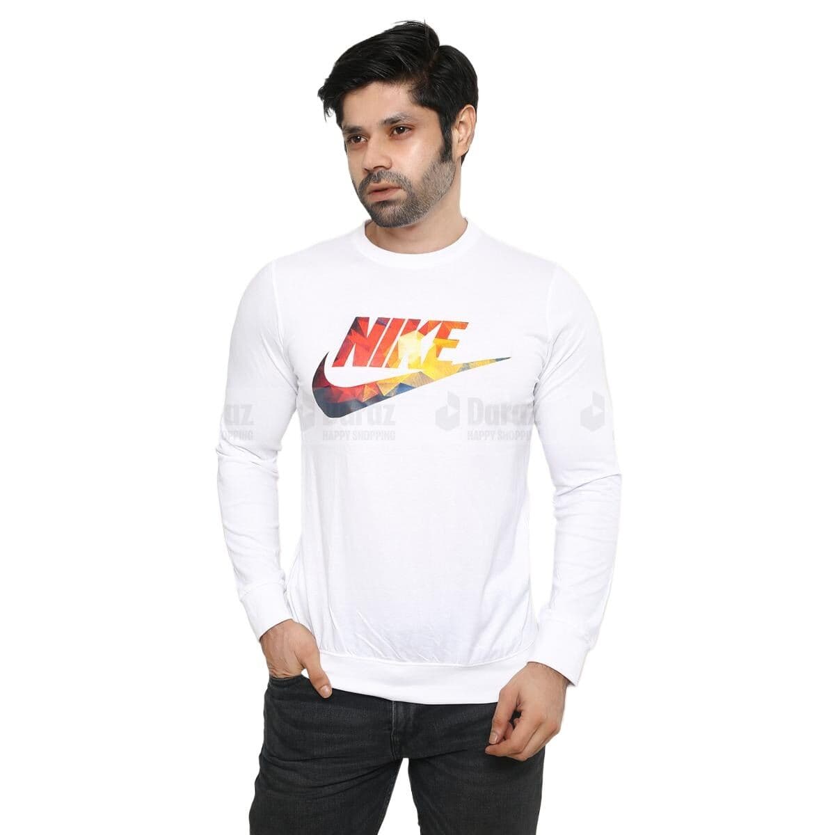 Full sleeve tshirt for men new collection 2024 | White tshirt for men cotton full sleeve | Printed winter tshirt collection high quality white color