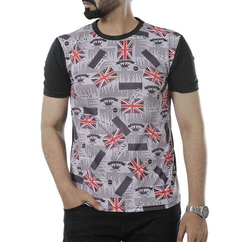 Printed black tshirt for men 2024 eid | All over printed tshirt for men black | thumbnail