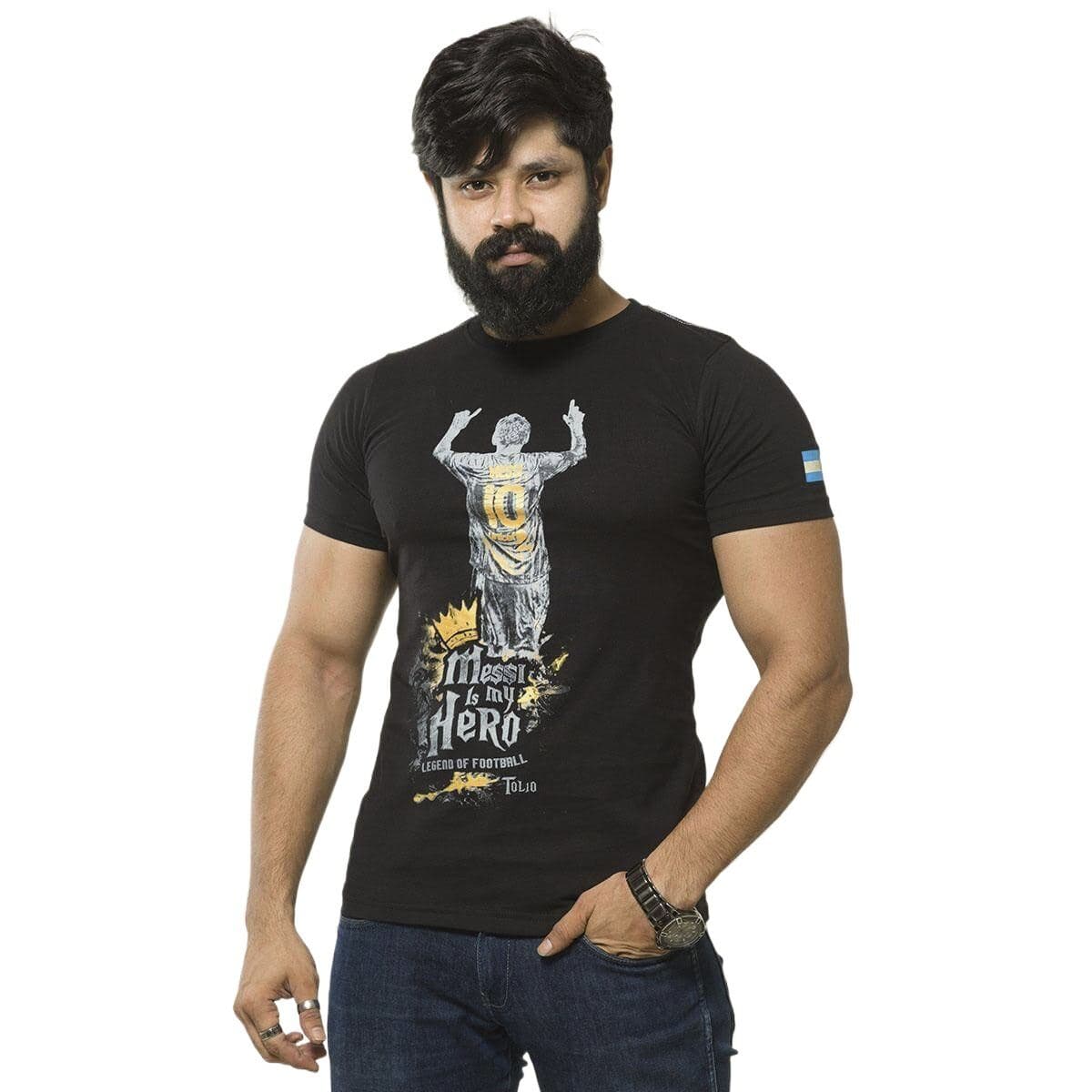 Black tshirt for men new collection 2025 | Cotton tshirt for men black | Argentina fan tshirt for men | Messi tshirt for men