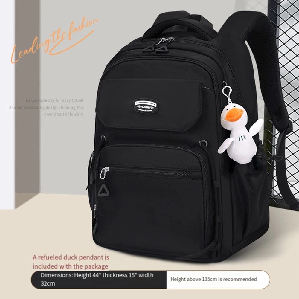 Middle School, High School, and College Students’ Schoolbags Stain-Resistant Backpacks (Black) thumbnail