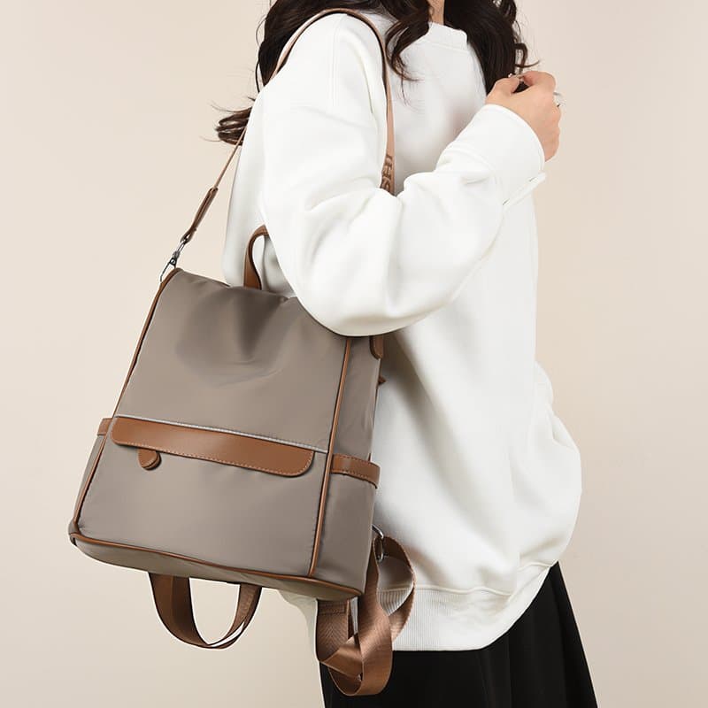 New Design Women Backpack Nylon Waterproof Anti-Theft Travel Bagpack(Coffee) thumbnail