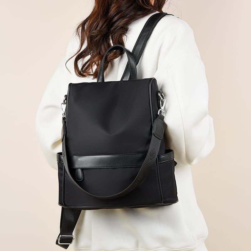 New Design Women Backpack Nylon Waterproof Anti-Theft Travel Bagpack(black) thumbnail