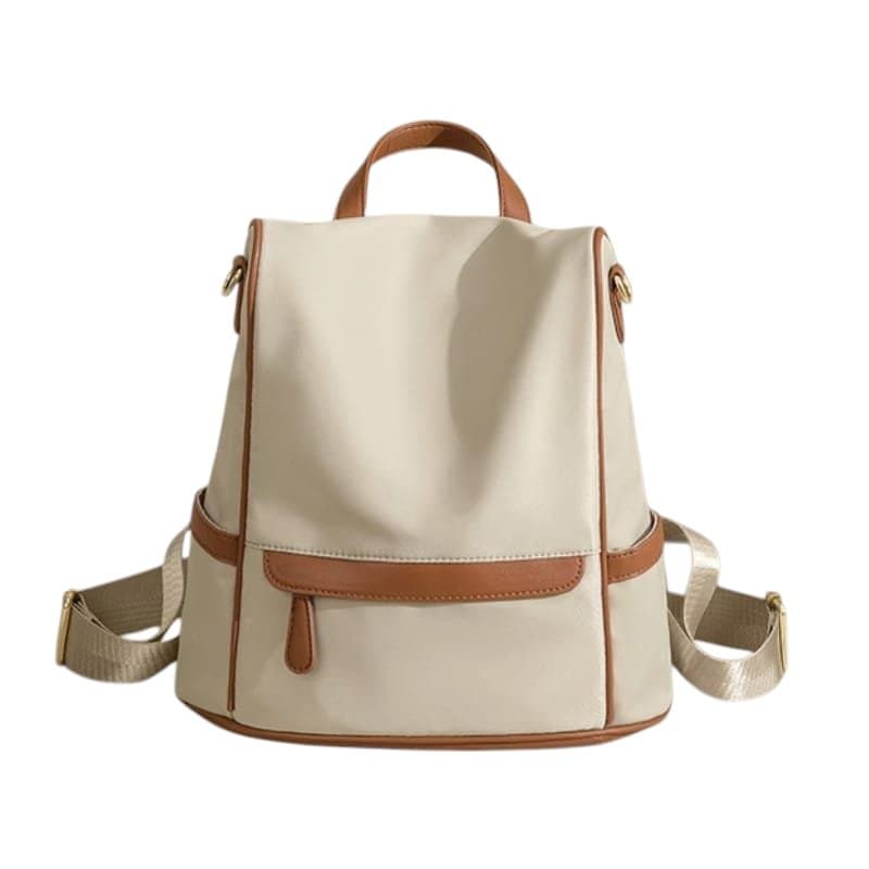 New Design Women Backpack Nylon Waterproof Anti-Theft Travel Bagpack(Apricot)