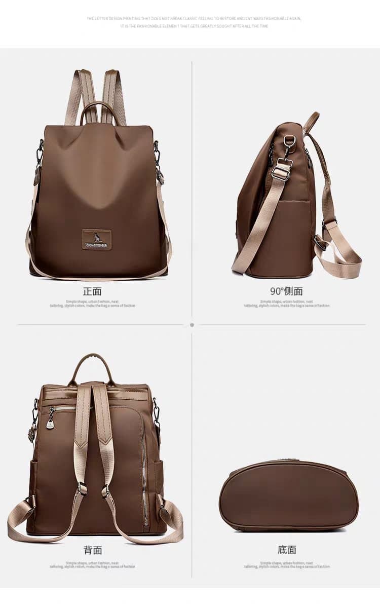 New Texture Oxford Cloth Women’s Backpack(Coffee) thumbnail