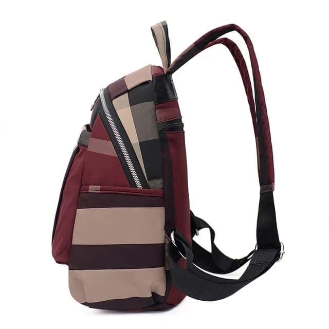 Nylon Backpack Durable Waterproof Casual Shoulder Bag (Wine Red) thumbnail