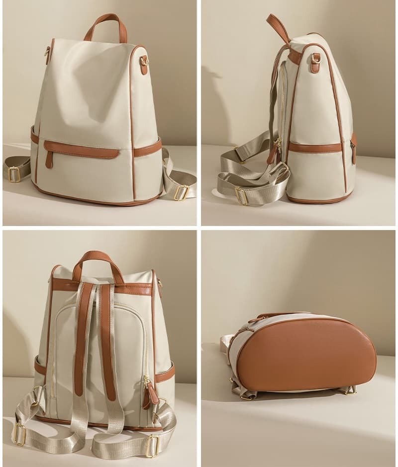New Design Women Backpack Nylon Waterproof Anti-Theft Travel Bagpack(Apricot) thumbnail