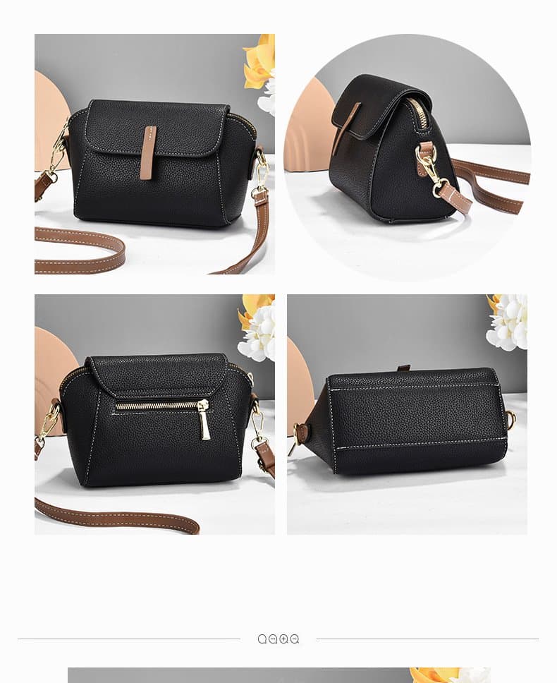 New Pu Leather Single Shoulder Niche Light Luxury Women’s Bag(Black) thumbnail