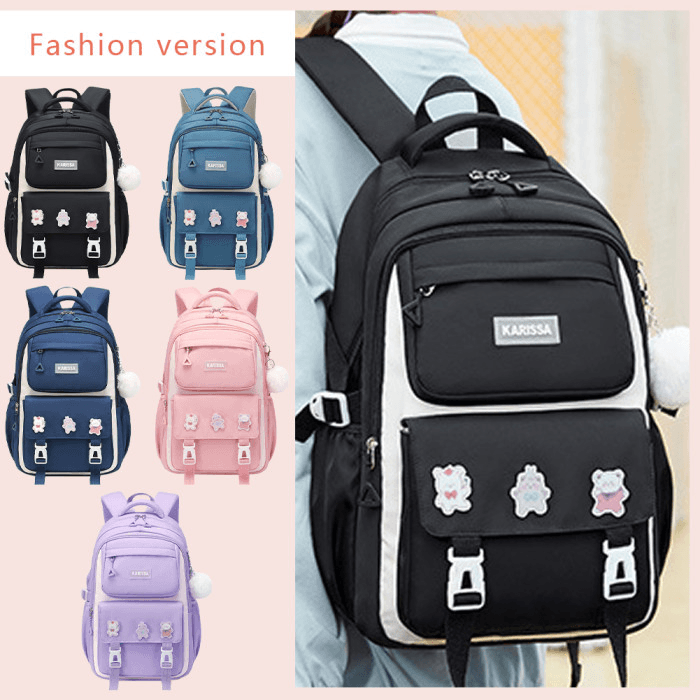 Kids Backpack Children School Bags Waterproof Primary Schoolbag Book Bag (black) thumbnail