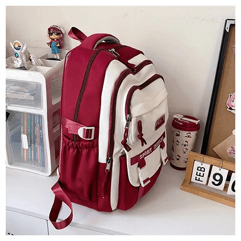 Academy Style School Bag Book Bag Lightweight College Student Backpack(Red) thumbnail