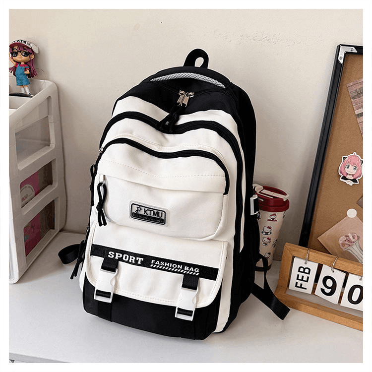 Academy Style School Bag Book Bag Lightweight College Student Backpack(Black) thumbnail