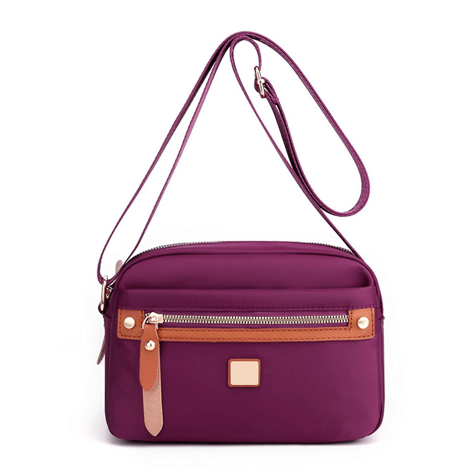 Nylon Fashion Cross-body Bag Lightweight Portable Shoulder Bag (purple color)