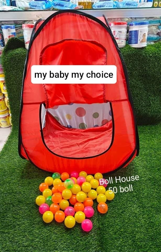 Tent House play with 50 pcs balls-white, red, pink, green